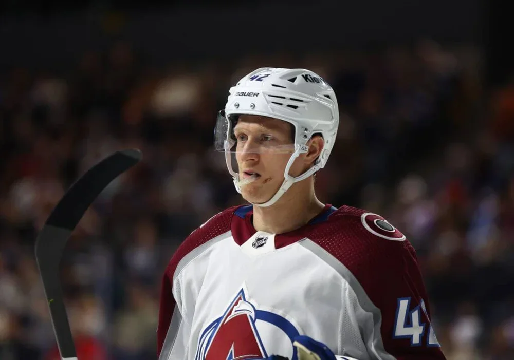 Avalanche defenseman Josh Manson is pictured during a game in 2023.